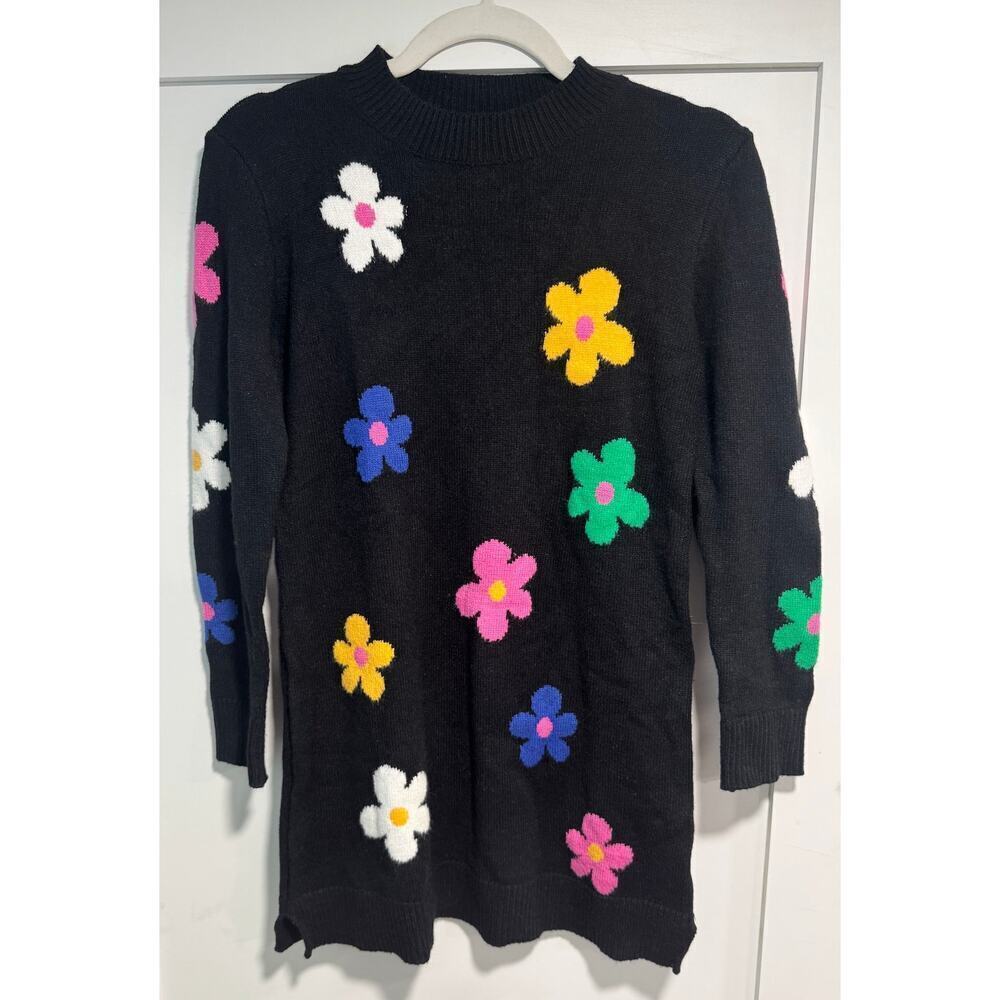 Hannah Banana Sweater Dress Retro Colorful Flowers Playful Kids Size 12 - Picture 2 of 5